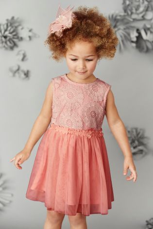 Pink Floral Lace Party Dress (3mths-6yrs)